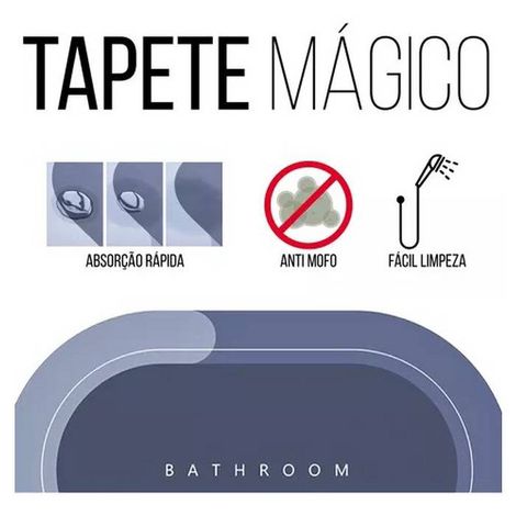 TAPETE MAGICO ULTRA ABSORVENTE ANTIDERRAPANTE BANHEIRO COZINHA 40X60 (7309)