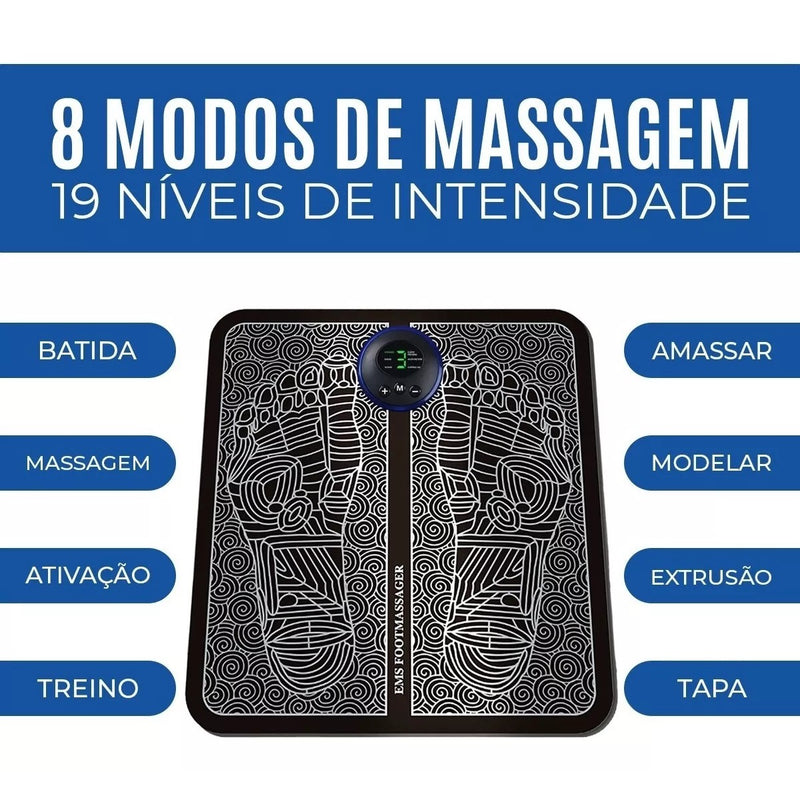 MASSAGEADOR TAPETE PARA PÉS PERNAS RELAXANTE RECARREGÁVEL (4107)