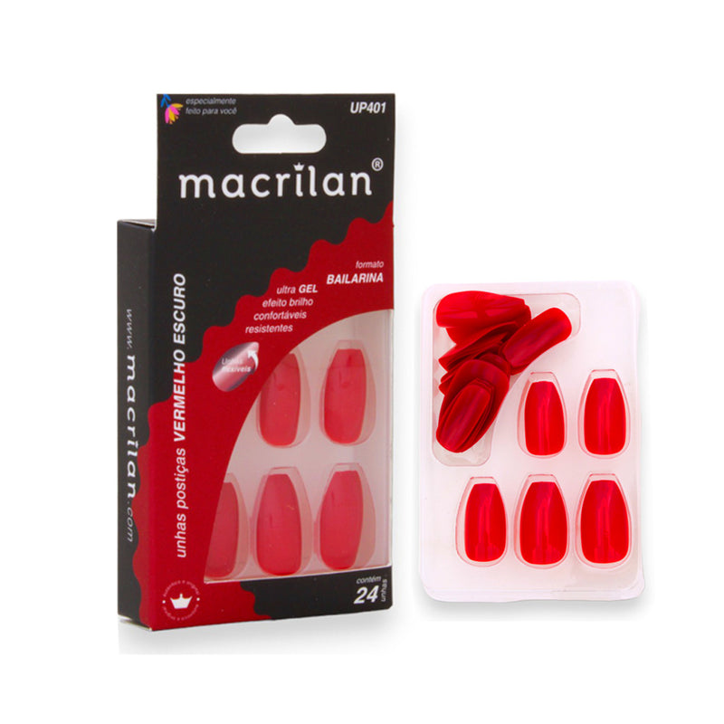 Unhas Postiças Vermelho Escuro Macrilan (UP401)