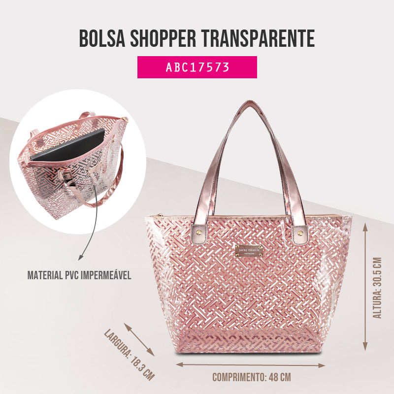 Bolsa de Ombro Transparente Diamantes Jacki Design (ABC17573)