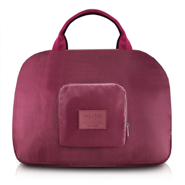 Bolsa de Viagem Dobrável Trapézio Estampa Lisa Jacki Design - Vermelho escuro