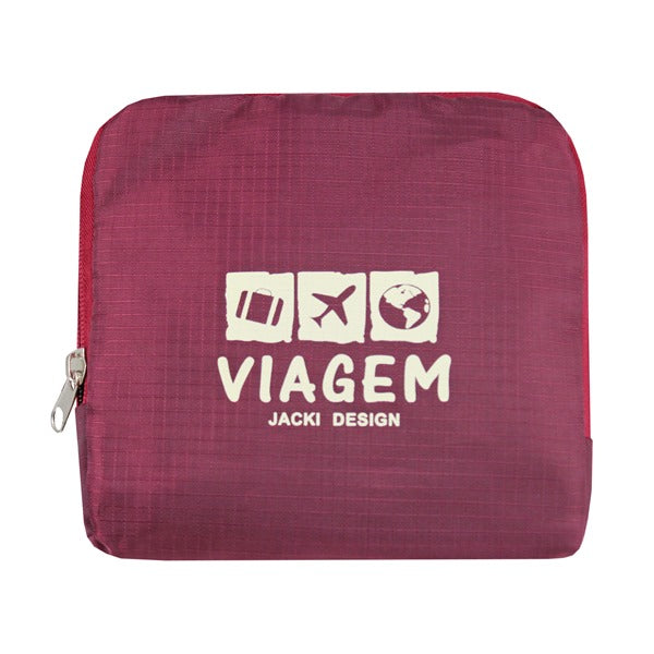 Bolsa de Viagem Dobrável Trapézio Estampa Lisa Jacki Design - Vermelho escuro