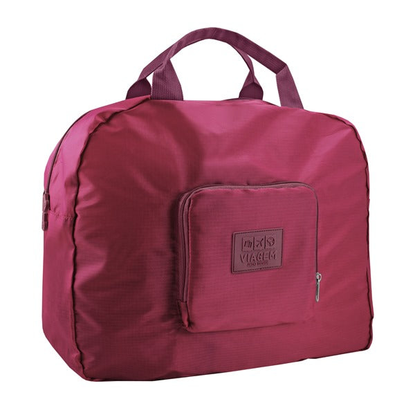 Bolsa de Viagem Dobrável Trapézio Estampa Lisa Jacki Design - Vermelho escuro