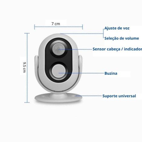 SENSOR DE PRESENCA 3 EM 1 INFRAVERMELHO MULTIFUNCIONAL COM ALERTA SONORO ROTACAO 360 GRAUS (3075)