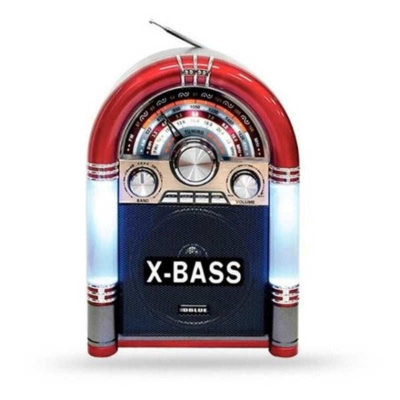 MINI JUKEBOX RÁDIO RETRO BLUETOOTH AM FM USB SD RÁDIO MP3 LED ESTILO MADEIRA M