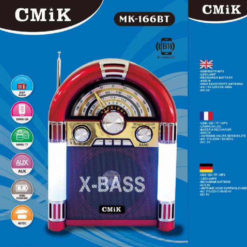 MINI JUKEBOX RÁDIO RETRO BLUETOOTH AM FM USB SD RÁDIO MP3 LED ESTILO MADEIRA M