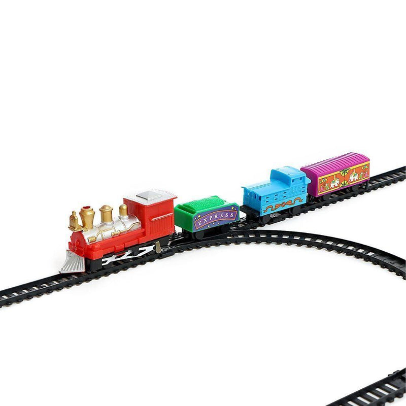 TRENZINHO CLÁSSICO LOCOMOTIVA TREM VAGOES MUDA DE PISTA TRILHO INFANTIL FERRORA